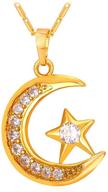 🌙 u7 statement islamic jewelry: i love you to the moon and back crescent moon star pendant necklace - symbolic islamic necklace for an endearing gesture logo