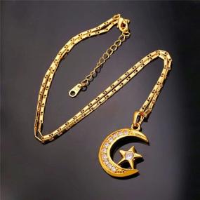 img 2 attached to 🌙 U7 Statement Islamic Jewelry: I Love You to The Moon and Back Crescent Moon Star Pendant Necklace - Symbolic Islamic Necklace for an Endearing Gesture