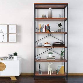 img 2 attached to Versatile 5 Tier Industrial Bookshelf: Vintage Storage Unit for Living Room, Bedroom, Home Office