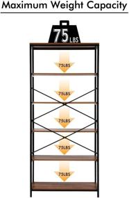 img 1 attached to Versatile 5 Tier Industrial Bookshelf: Vintage Storage Unit for Living Room, Bedroom, Home Office