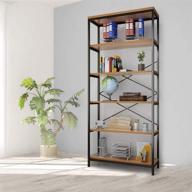 versatile 5 tier industrial bookshelf: vintage storage unit for living room, bedroom, home office logo