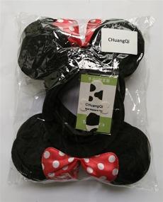 img 2 attached to CHuangQi 12pcs Mouse Ears Headband: Ideal for Boys and Girls Birthday Parties and Events - Solid Black and Red Bow Design