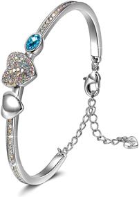 img 4 attached to 💎 J.NINA Women's Charm Bracelet with Crystal Hearts, Four-Leaf Clovers, and Round Cubic Zirconia, includes Luxury Jewelry Box - Perfect Gift for Wife, Daughter on Valentine's Day, Birthday, Mother's Day