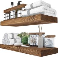 🛠️ baobab workshop floating wood shelves set of 2 - rustic walnut shelving for home décor - handcrafted in europe - 16 inch wall shelves for living room, bedroom, kitchen, bathroom - farmhouse style logo