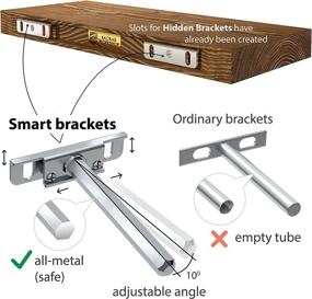 img 3 attached to 🛠️ Baobab Workshop Floating Wood Shelves Set of 2 - Rustic Walnut Shelving for Home Décor - Handcrafted in Europe - 16 inch Wall Shelves for Living Room, Bedroom, Kitchen, Bathroom - Farmhouse Style