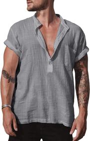 img 4 attached to 👕 Makkrom повседневная рубашка с рукавом Henley Hippie