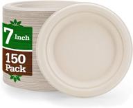 🍽️ 150-pack of 7-inch brown compostable disposable biodegradable paper plates - premium quality natural eco-friendly bagasse plates made from sugar cane fibers by nexhex logo