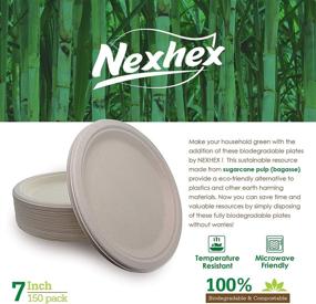 img 1 attached to 🍽️ 150-Pack of 7-inch Brown Compostable Disposable Biodegradable Paper Plates - Premium Quality Natural Eco-Friendly Bagasse Plates made from Sugar Cane Fibers by Nexhex