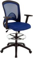 🪑 adjustable height ergonomic mesh office drafting chair with arms - tall desk chair for office computer reception (blue -1) logo