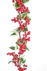 img 1 attached to 🎄 LSKYTOP Artificial Red Berry Garland Christmas Decoration with Pine Cone and Green Leaves - Festive Fireplace Decor for Christmas Holiday (1)