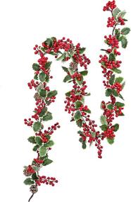 img 2 attached to 🎄 LSKYTOP Artificial Red Berry Garland Christmas Decoration with Pine Cone and Green Leaves - Festive Fireplace Decor for Christmas Holiday (1)