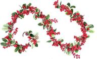 🎄 lskytop artificial red berry garland christmas decoration with pine cone and green leaves - festive fireplace decor for christmas holiday (1) logo