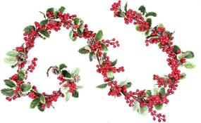 img 4 attached to 🎄 LSKYTOP Artificial Red Berry Garland Christmas Decoration with Pine Cone and Green Leaves - Festive Fireplace Decor for Christmas Holiday (1)