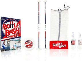 img 4 attached to 🏖️ Bottle Bash Standard Outdoor Game Set – Exciting Disc Toss Game for Family Fun &amp; Entertainment at Backyard, Lawn, and Beach - Frisbee Target Yard Game with Poles &amp; Bottles (Beersbee &amp; Polish Horseshoes)