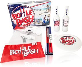 img 3 attached to 🏖️ Bottle Bash Standard Outdoor Game Set – Exciting Disc Toss Game for Family Fun &amp; Entertainment at Backyard, Lawn, and Beach - Frisbee Target Yard Game with Poles &amp; Bottles (Beersbee &amp; Polish Horseshoes)