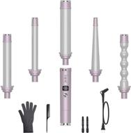 🔥 lisiproof 5 in 1 hair curling iron wand set: interchangeable ceramic barrels with lcd temperature adjustment, dual voltage - perfect for all hairstyles! logo