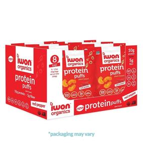 img 3 attached to 🌶️ IWON Organics Red Pepper Protein Puffs - High Protein Organic Snacks, 8 Bags