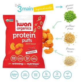 img 2 attached to 🌶️ IWON Organics Red Pepper Protein Puffs - High Protein Organic Snacks, 8 Bags