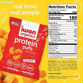 img 1 attached to 🌶️ IWON Organics Red Pepper Protein Puffs - High Protein Organic Snacks, 8 Bags