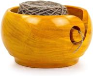 🌳 nagina international premium yellow teak wood crafted portable light weight knitting & crochet yarn bowl - large size, ideal for stitch accessories & storage logo