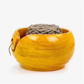 img 1 attached to 🌳 Nagina International Premium Yellow Teak Wood Crafted Portable Light Weight Knitting & Crochet Yarn Bowl - Large Size, Ideal for Stitch Accessories & Storage