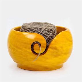img 3 attached to 🌳 Nagina International Premium Yellow Teak Wood Crafted Portable Light Weight Knitting & Crochet Yarn Bowl - Large Size, Ideal for Stitch Accessories & Storage