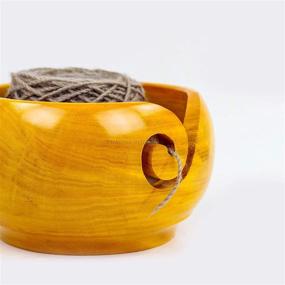img 2 attached to 🌳 Nagina International Premium Yellow Teak Wood Crafted Portable Light Weight Knitting & Crochet Yarn Bowl - Large Size, Ideal for Stitch Accessories & Storage