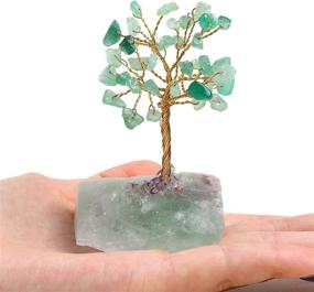 img 1 attached to 🌳 JIC Gem Green Aventurine Crystal Tree Wire Wrapped on Natural Green Fluorite Base - Home Office Decor Figurine, 4 Inches