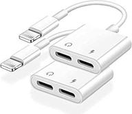 🎧 [apple mfi certified] 2в1 двойной адаптер для наушников и зарядного устройства lightning для iphone ipad, набор из 2 адаптеров для наушников iphone, совместимых с iphone 12/11/xs/xs max/xr/x/8/8plus/7/7 plus/ipad логотип