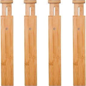 img 4 attached to 🗄️ Versatile Bamboo Drawer Dividers with Adjustable Spring Loaded Separator – Ideal Expandable Wooden Dividers for Kitchen, Bedroom, Bathroom, Dresser & Office