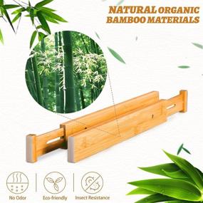 img 1 attached to 🗄️ Versatile Bamboo Drawer Dividers with Adjustable Spring Loaded Separator – Ideal Expandable Wooden Dividers for Kitchen, Bedroom, Bathroom, Dresser & Office