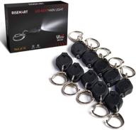 risemart mini led keychain flashlight - pack of 10 black, ultra bright key ring tiny light torch with batteries included логотип