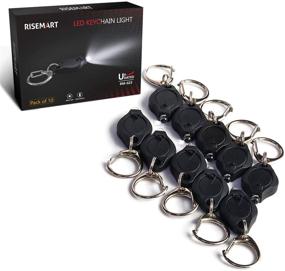 img 4 attached to RISEMART Mini LED Keychain Flashlight - Pack of 10 Black, Ultra Bright Key Ring Tiny Light Torch with Batteries Included