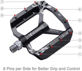 img 3 attached to 🚲 Corki Extra Large Mountain Bike Pedals Flat: Aluminum Alloy MTB Pedals with Wide Platform - 9/16" (1-Pair, Black/Red/Purple)