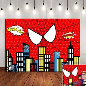 img 4 attached to 🕷️ Vibrant Red Spider Web Photography Backdrop: Perfect for Baby Showers, Superhero-themed Parties, and 1st Birthday Celebrations