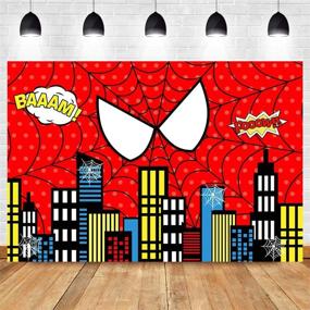 img 3 attached to 🕷️ Vibrant Red Spider Web Photography Backdrop: Perfect for Baby Showers, Superhero-themed Parties, and 1st Birthday Celebrations