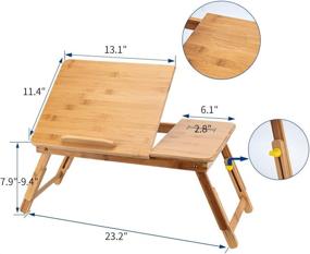 img 3 attached to 🛏️ Lap Desk: Foldable Bed Tray with Adjustable Height and Tilting Top for 13.5 Inch Laptops