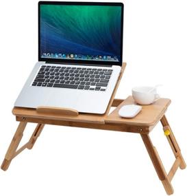 img 4 attached to 🛏️ Lap Desk: Foldable Bed Tray with Adjustable Height and Tilting Top for 13.5 Inch Laptops