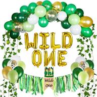 🎈 1st birthday safari jungle theme decorations - joyypop wild one balloons, artificial ivy, high chair banner, little crown logo