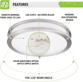 img 1 attached to 🔆 ASD 10" LED Flush Mount Ceiling Light: Adjustable 3 CCT Modes, Dimmable & Energy Efficient - Perfect for Bedroom, Hallway, Kitchen - Brushed Nickel Finish - 16W (130W Equivalent)