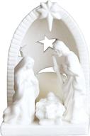 🕯️ ceramic nativity tealight holder - creative co-op, 6.5 inch, white логотип