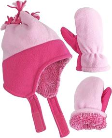 img 3 attached to N'ICE CAPS Little Girls and Baby ❄️ Sherpa Lined Warm Fleece Hat and Mitten Winter Set