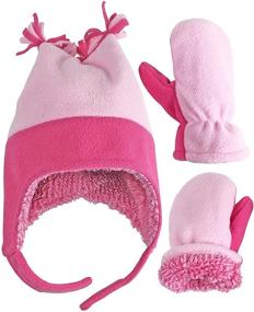 img 4 attached to N'ICE CAPS Little Girls and Baby ❄️ Sherpa Lined Warm Fleece Hat and Mitten Winter Set