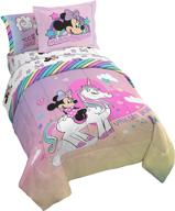 🦄 official disney jay franco minnie mouse unicorn dreams twin bed set - includes reversible comforter & sheet set - super soft fade resistant microfiber bedding logo