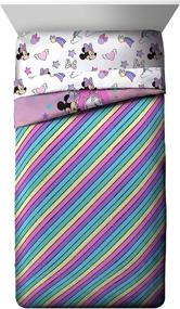 img 2 attached to 🦄 Official Disney Jay Franco Minnie Mouse Unicorn Dreams Twin Bed Set - Includes Reversible Comforter & Sheet Set - Super Soft Fade Resistant Microfiber Bedding