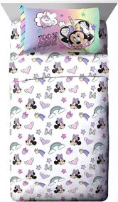 img 1 attached to 🦄 Official Disney Jay Franco Minnie Mouse Unicorn Dreams Twin Bed Set - Includes Reversible Comforter & Sheet Set - Super Soft Fade Resistant Microfiber Bedding