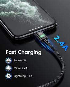 img 3 attached to 🔌 KUULAA 3-Pack Magnetic Charging Cable USB C, 3A Fast Charging/Data Transfer with 3-in-1 Charging Tips Nylon-Braided Phone Cable - Compatible for iPhone/iPad, Android, Micro USB Devices (3.3ft/6.6ft/6.6ft)