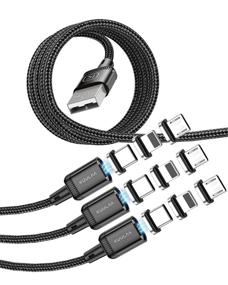 img 4 attached to 🔌 KUULAA 3-Pack Magnetic Charging Cable USB C, 3A Fast Charging/Data Transfer with 3-in-1 Charging Tips Nylon-Braided Phone Cable - Compatible for iPhone/iPad, Android, Micro USB Devices (3.3ft/6.6ft/6.6ft)