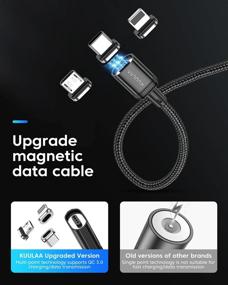 img 1 attached to 🔌 KUULAA 3-Pack Magnetic Charging Cable USB C, 3A Fast Charging/Data Transfer with 3-in-1 Charging Tips Nylon-Braided Phone Cable - Compatible for iPhone/iPad, Android, Micro USB Devices (3.3ft/6.6ft/6.6ft)