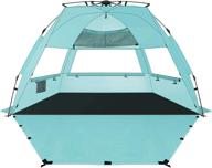 🏖️ xl pop up beach tent sun shelter by koon - easy setup beach shade for 3-4 people with upf 50+ protection, extended floor, 3 ventilation windows, and carrying bag - ocean blue логотип